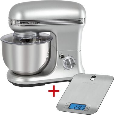 Міксер ProfiCook PC-KM 1222 W з чашею 5 л, вагами та спеціальним редуктором, 1200 Вт, 8 швидкостей, нержавіюча сталь