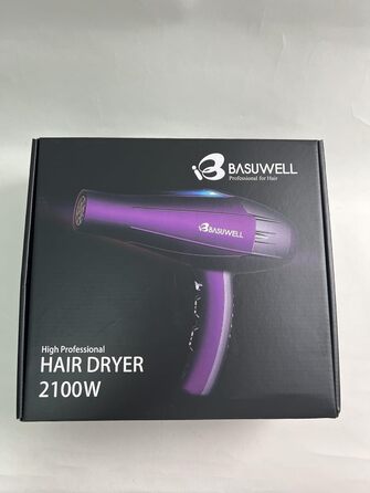 Фен для волосся Basuwell 2100 Вт з іонізацією, інфрачервоний, потужний AC-мотор, дифузор, насадка-гребінець, європейська вилка, фіолетовий