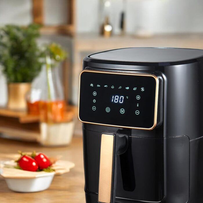 Аерофритюрниця BERGNER NATURALLY Copperly 6.9L, 1800W, керамічне покриття без PFAS, 8 програм, таймер та регулювання температури 80-200°C, мідна