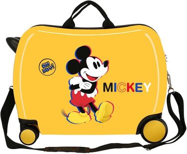 Дитяча валіза Disney Mickey 3D, жовта, 50x38x20 см, ABS, 34 л, 4 колеса, ручна поклажа