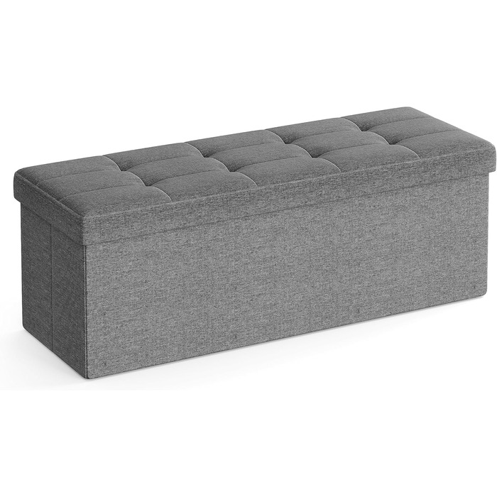 Складаний пуф SONGMICS з місцем для зберігання, 110×38×38 см, темно-сірий, до 300 кг, для вітальні, спальні, передпокою