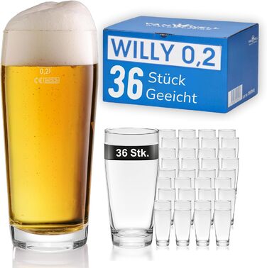 Набір келихів для пива Van Well Willibecher 0.2л (36 шт) - Преміум якість, для ресторану та дому