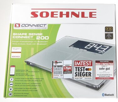 Цифрова вага Soehnle Shape Sense Connect 200 з Bluetooth для аналізу складу тіла, BIA, точний розрахунок калорій