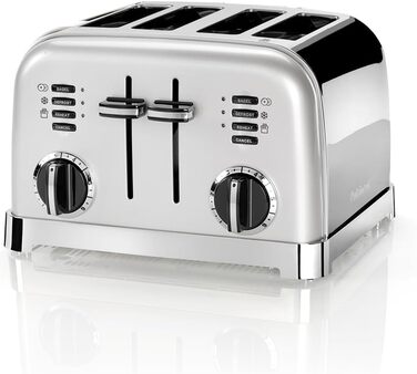 Тостер Cuisinart на 4 тостів, широкі слоти, 6 режимів, функція розморожування, для багета і бейглів, перламутровий