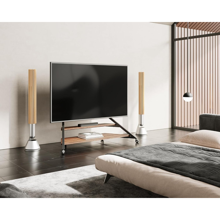 Мобільна TV стійка FITUEYES Design для телевізорів 75-100 дюймів, до 85 кг, регульована висота (14 положень), з полицею та кабель-менеджментом