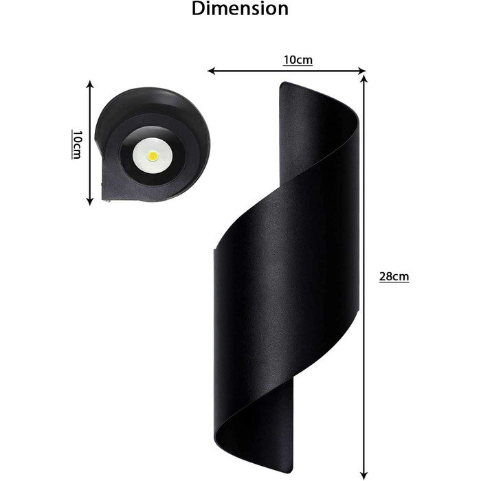 Світильник Lightess 12W LED для внутрішнього та зовнішнього освітлення, чорний, настінний, сучасний дизайн, IP66, алюміній, холодне біле світло, для коридору, сходів, вітальні, спальні