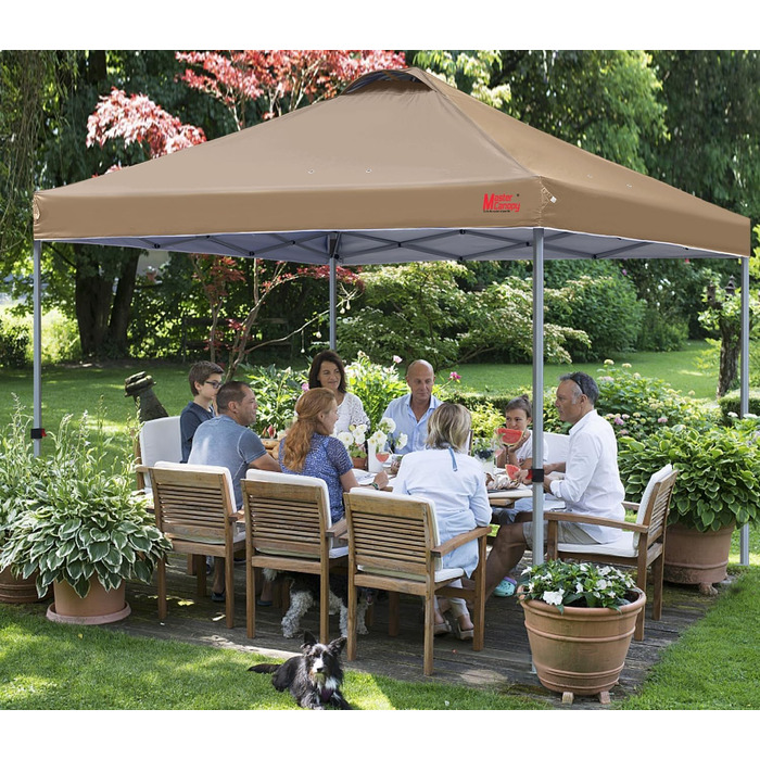 Тент шатер MasterCanopy Pop-up 3x3 м, швидкозбірний, з регулюванням висоти, UPF50+, водостійкий, з сумкою та пісочниками для кемпінгу, заходів, саду