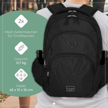 Рюкзак для ручної поклажі Travelite BASICS, 45 см, 22 л, міський рюкзак для подорожей (чорний)