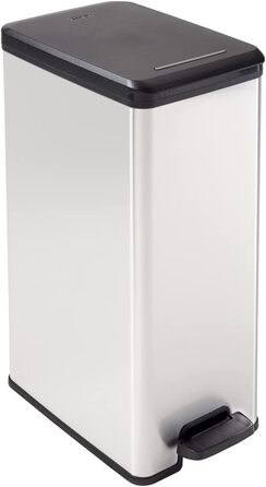 Смітник Curver Deco Slim 40 л, пластик, чорний/металік, 42x25x61 см