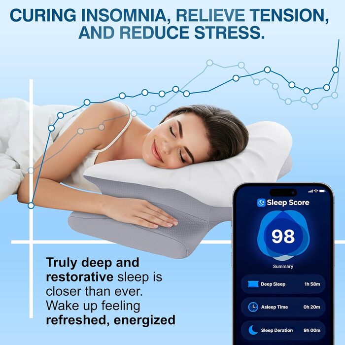 Ортопедична подушка для шиї з піни Memory Foam біла - для сну та зняття болю у шиї та спині