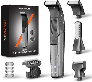 Електричний тример для тіла MAXGROOM 3-в-1, водонепроникний (IPX6), для сухого та вологого гоління, інтимний тример для чоловіків, чорний