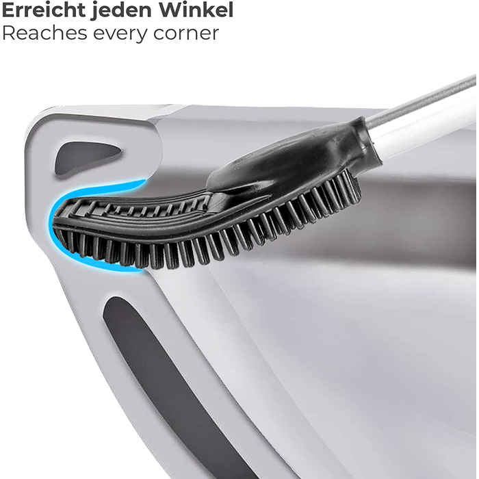 Силіконова туалетна щітка WEISSENSTEIN, гнучка, чорна, з підставкою з нержавіючої сталі, настінна або підлогова, без свердління