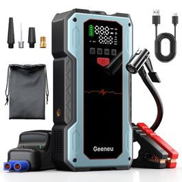 Бустер для авто Starthilfe Powerbank 6000A: пусковий пристрій з компресором 150 PSI, 12V для бензинових (до 9л) та дизельних (до 7.5л) двигунів, синій