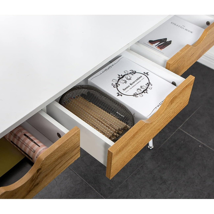 Письмовий стіл Sogesfurniture з 3 шухлядами, білий комп'ютерний стіл для офісу та дому, 110x50x78 см, металеві ніжки