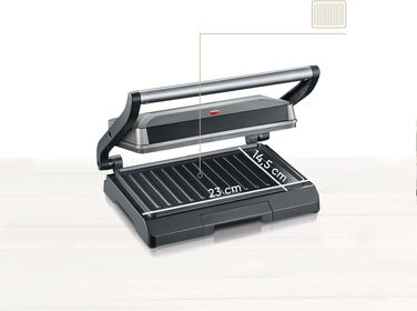 Компактний контактний гриль-сендвічниця SEVERIN KG 2394 Multigrill для паніні та стейків, антипригарне покриття, 800 Вт, металік/чорний