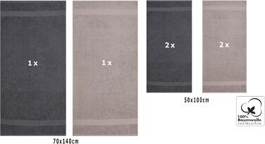 Набір рушників Betz Palermo 6 шт: 2 банних 70x140 см, 4 для рук 50x100 см, сауна-рушник, антрацит (Stone)