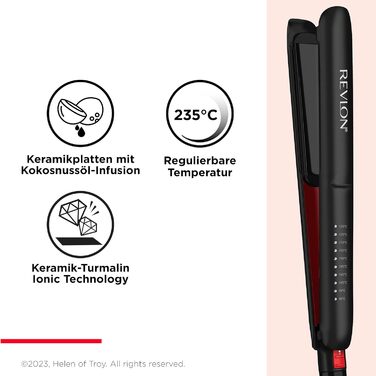 Випрямляч для волосся Revlon SmoothStay 25 мм з інфузією кокосової олії, плаваючі пластини, регульована температура до 235°C, дорожній чохол