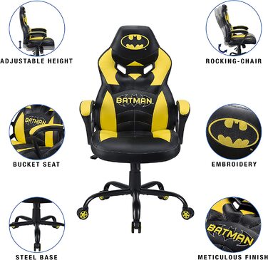 Дитяче ігрове крісло Subsonic Batman, офіційна ліцензія DC Comics, для офісу та геймінгу