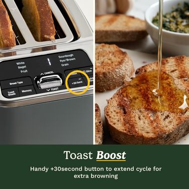 Тостер Cuisinart Smart Elite 2-слотовий сірий (+30 насадок) для хліба ручної роботи, з функцією пам'яті, підйому та розморожування