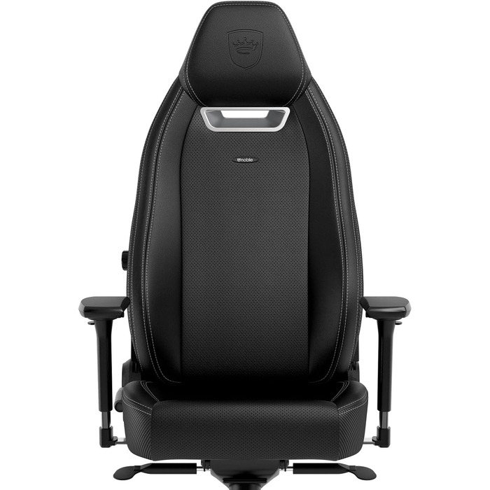 Ігрове крісло noblechairs Legend Silver Edition: ергономічний офісний стілець зі штучної шкіри PU, підтримкою попереку, 4D-підлокітниками та алюмінієвою основою, до 150 кг