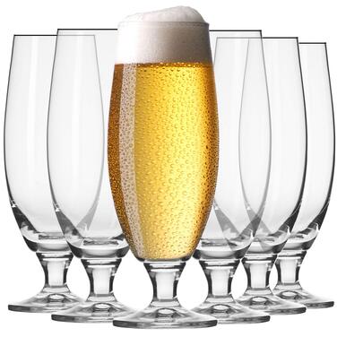 Склянки для пива Krosno Biergläser 500 мл, набір 6 шт. Універсальні склянки для пива та крафтового пива, елегантний дизайн 