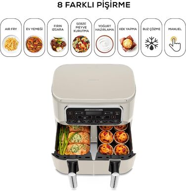 Аерофритюрниця Karaca Air Cook Duo Hausmannskost XXXL 8 л, для 8 осіб, Starlight