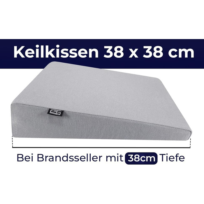 Подушка для сидіння Brandsseller (38x38x8/2 см, сіра) на стілець, автокрісло, офісний стілець
