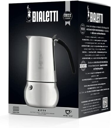 Кавоварка гейзерна Bialetti 4885, алюмінієва, на 10 чашок, срібляста