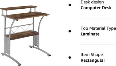 Комп'ютерний стіл Flash Furniture з металу та МДФ, полицями, рустикальний горіх