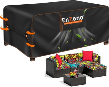 Водонепроникний чохол для садово-патіо меблів Enzeno, 250x210x90 см. Захист від дощу та бруду для столів, лаунж-меблів, диванів, ротангових комплектів