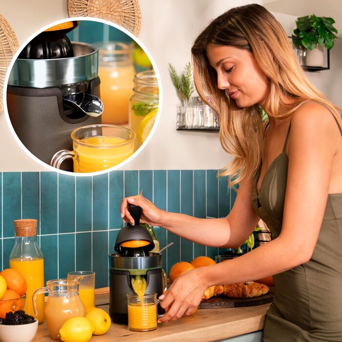Citruspresse електрична Cecotec EssentialVita Hyden 120 Hybrid для апельсинів та цитрусових, 120 Вт, пластиковий важіль