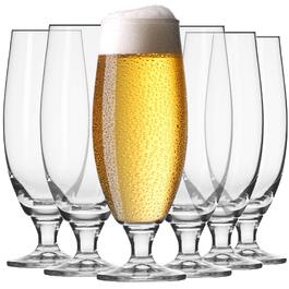 Склянки для пива Krosno Biergläser 500 мл, набір 6 шт. Універсальні склянки для пива та крафтового пива, елегантний дизайн 
