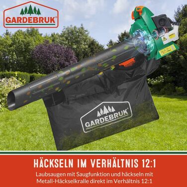 Бензиновий сапужок Gardebrük 4-в-1: сапужок, повітродувка, подрібнювач листя, садовий пилосос з мішком 45L та інструментами