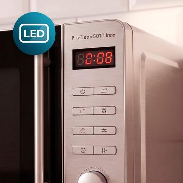 Мікрохвильова піч Cecotec Proclean 5010 Inox Wave, 20л, 1150 Вт, нержавіюча сталь, 8 програм, LED-дисплей