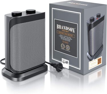 Керамічний обігрівач Brandson для ванної, енергозберігаючий, безшумний, з терморегулятором і термозахистом, 2 режими потужності