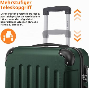 Валіза для подорожей Gepäck Trolley, жорсткий корпус, колір темно-зелений, L (66 см, 70 л), з кодовим замком та 360° колесами