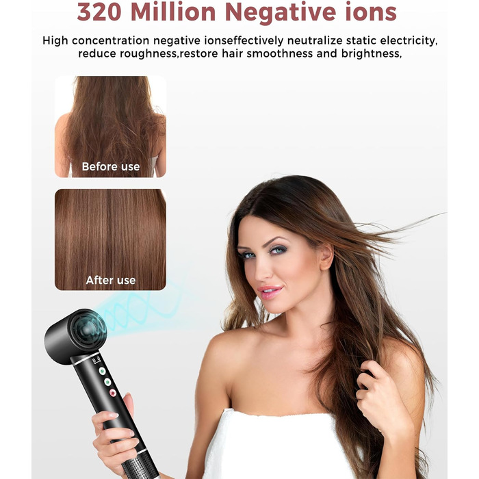 Air Styler 5 в 1 з іонізацією: Фен-щітка, випрямляч, авто-завивка 110 000 RPM, швидке сушіння, чорний