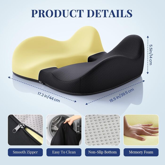 Ергономічна подушка для сидіння Benazcap у формі пончика з ефектом пам'яті (Memory Foam) для офісу та авто, чорна