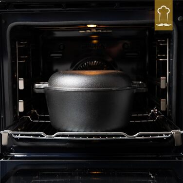 Чавунний казан Chefarone 26 см з кошиком для вистоювання та лопаткою, форма для випікання хліба з кришкою, об'єм 4,6 л, міцний посуд для домашнього хліба