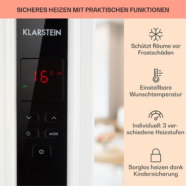 Електричний масляний радіатор Klarstein Thermaxx 2500 - опалення 2500 Вт, термостат 5-35°C, LED-дисплей, таймер, легкий, з роликами, білий/чорний