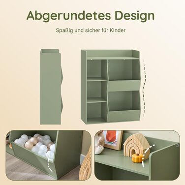 Полиця для книг SoBuy Montessori для дітей, зелена, 80x104x34 см, 5 відділень