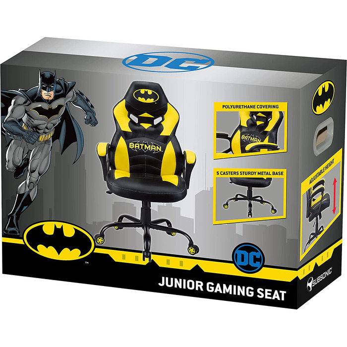 Дитяче ігрове крісло Subsonic Batman, офіційна ліцензія DC Comics, для офісу та геймінгу
