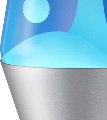 Лава-лампа Lava Lampe 2103 (36,8 см): білий віск, синя рідина, срібляста основа та ковпак — оригінальний нічний світильник для створення атмосфери