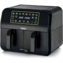 Аерофритюрниця Ariete 4623 Airy Fryer Dual, подвійна чаша, 1700 Вт, 8 л, 3 режими, сенсорне LED-управління, 8 програм, таймер, чорна