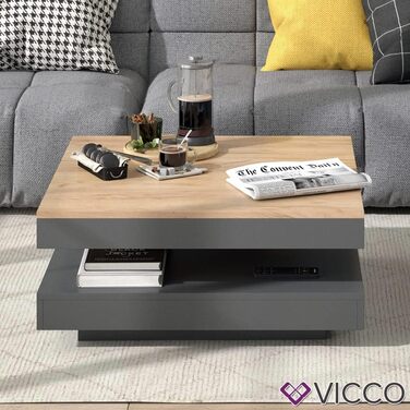 Журнальний стіл Vicco Elias, антрацит/дуб золотий, 70x34 см
