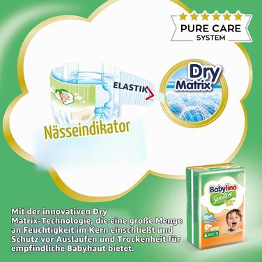 Дитячі підгузки Babylino Sensitive розмір 5 Junior (11-16 кг), 132 шт.