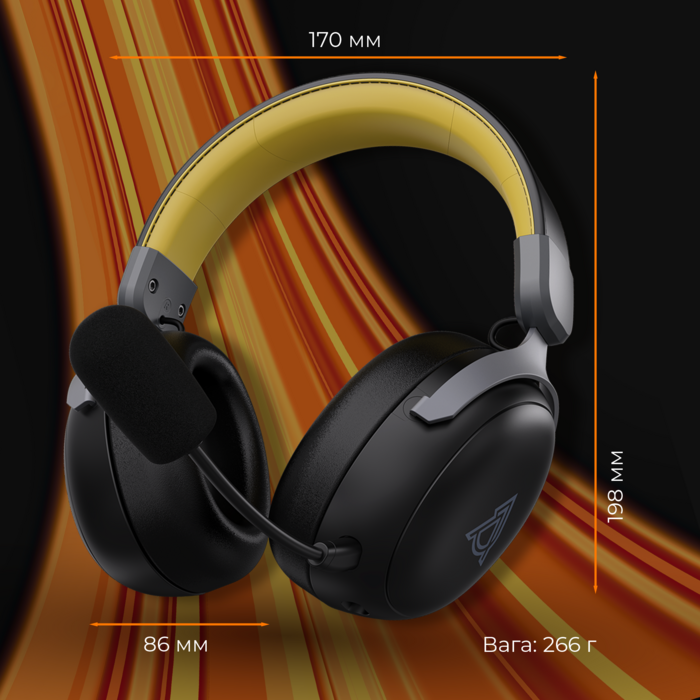 Бездротова ігрова гарнітура Ajazz AHM08 MAX Black Gray Yellow (AHM08-MAX-BGY)