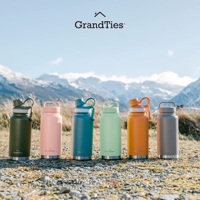 Термопляшка GRANDTIES 946ml з широким горлом та двома кришками, білий колір, для чоловіків та жінок