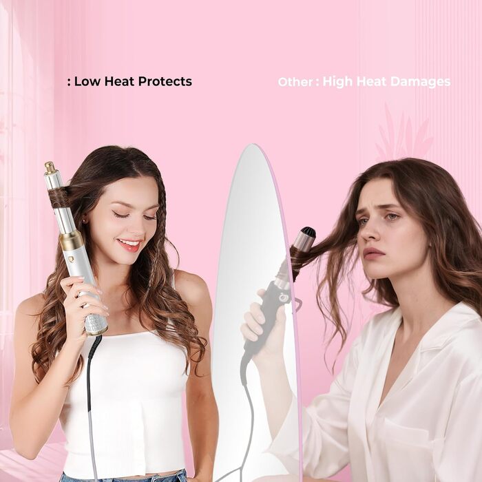 MogaWave Air Styler Pro 6 в 1: Фен-щітка, стайлер для волосся 1000W, професійний, для всіх типів волосся (біло-сірий)