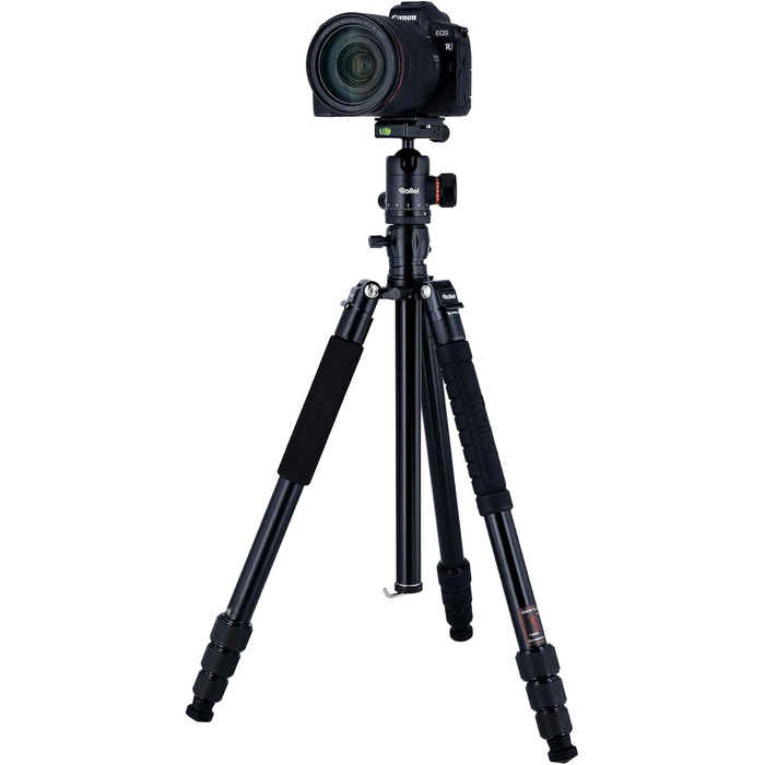 Алюмінієвий штатив Rollei C5i Makro Pro, 3D-головка, монопод, тримач для смартфона, швидкознімна платформа, чорний, 90° обертання стійки